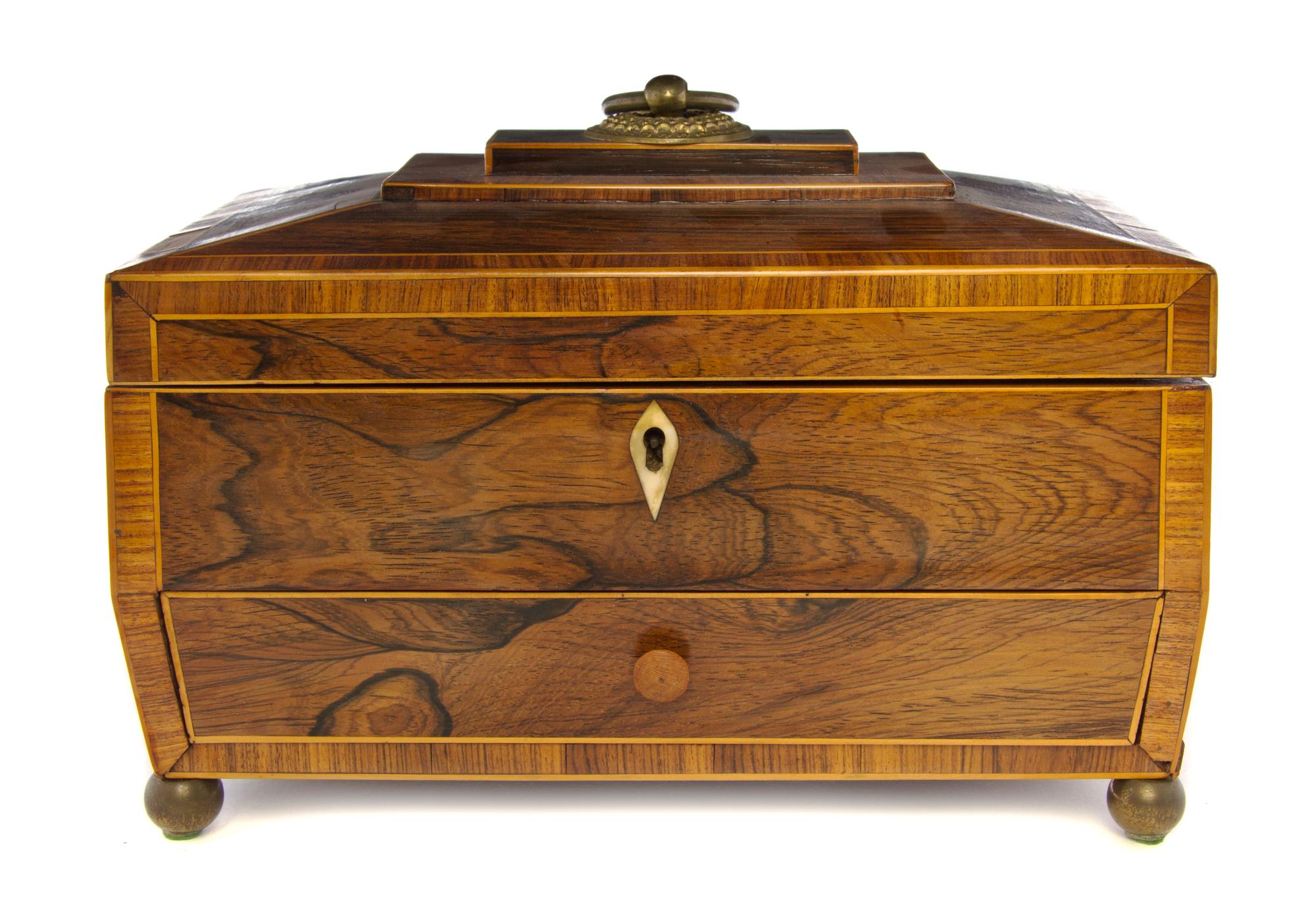 An English Rosewood Table Casket, Width 10 inches.