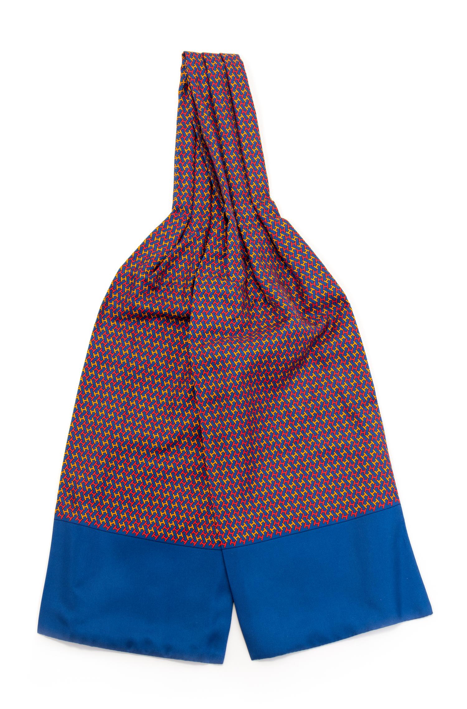 An Hermès Blue Silk Ascot,