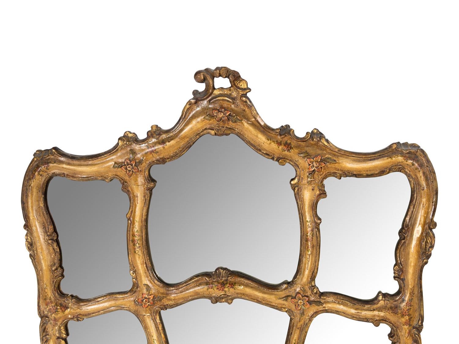 A Venetian Polychrome Painted Mirror