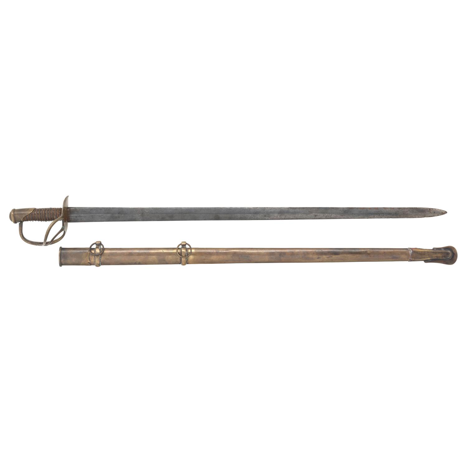 Memphis Novelty Works Straight Blade Cavalry Saber with Brass Scabbard
