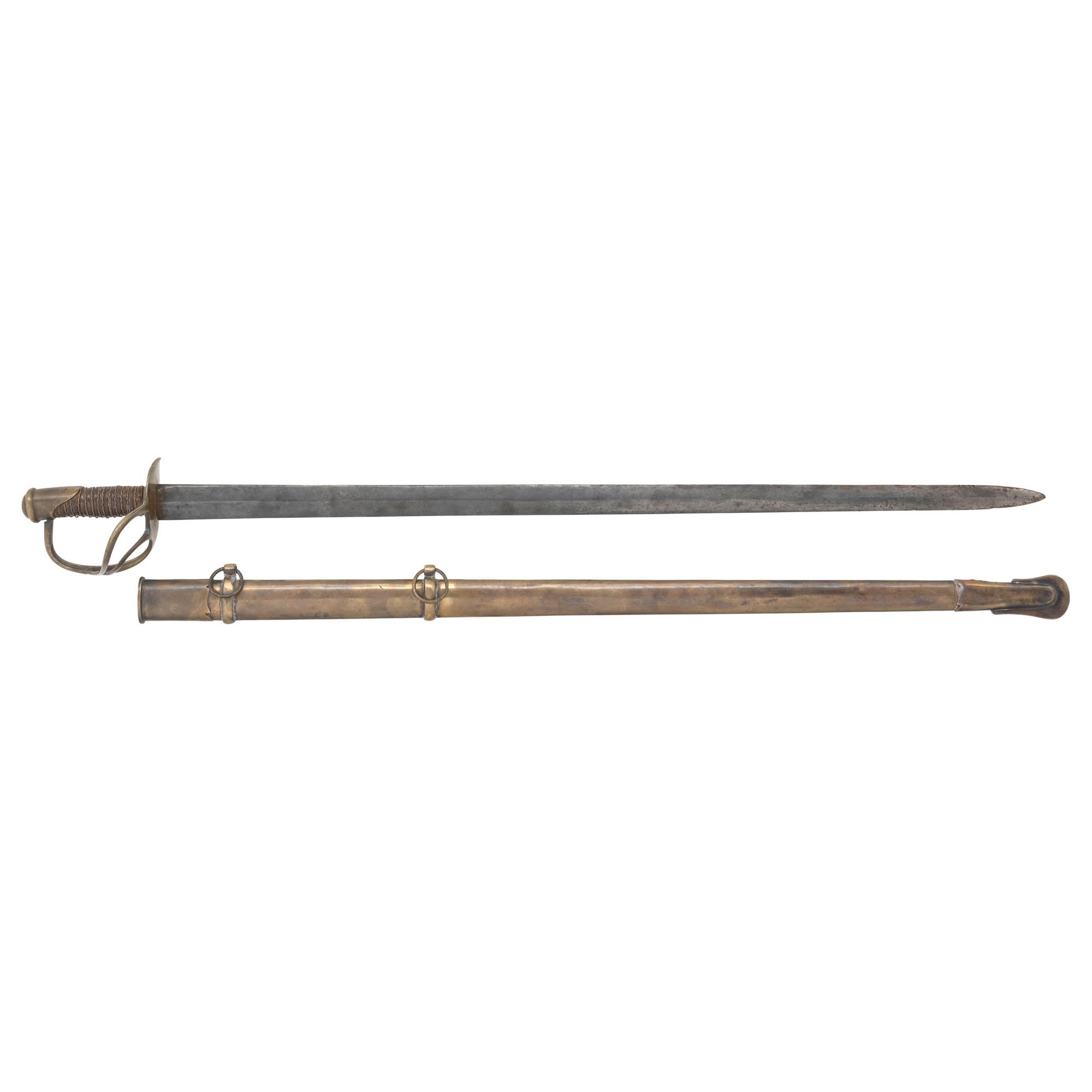 Memphis Novelty Works Straight Blade Cavalry Saber with Brass Scabbard
