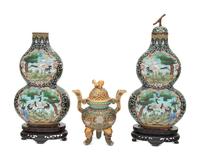 Three Chinese Cloisonné Enamel Vessels