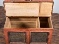 A Country Red and Grain Paint Decorated General Store Dry Goods Storage Cupboard