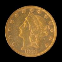 A United States 1869-S Liberty Head $20 Gold Coin