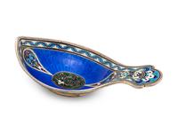 A Russian Silver and Guilloché Enamel Kovsh