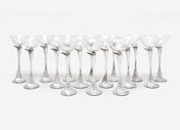 A Set of Sixteen Tiffany and Co. Silver and Glass Champagne Coupes