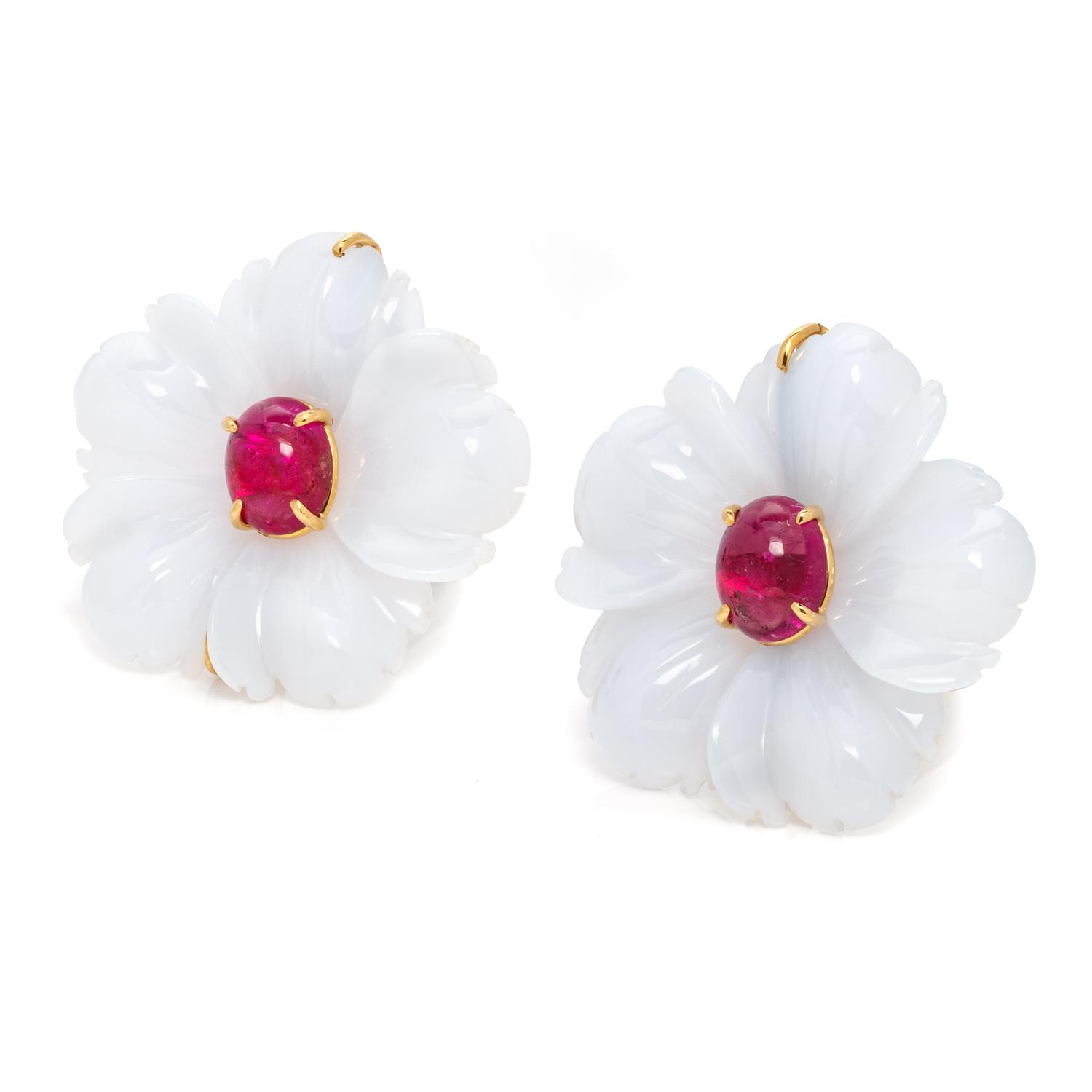 ANDREW CLUNN, GEMSTONE FLOWER EARCLIPS