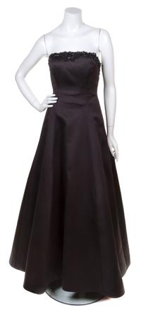 A Sam Carlin Black Strapless Gown, Size 6.