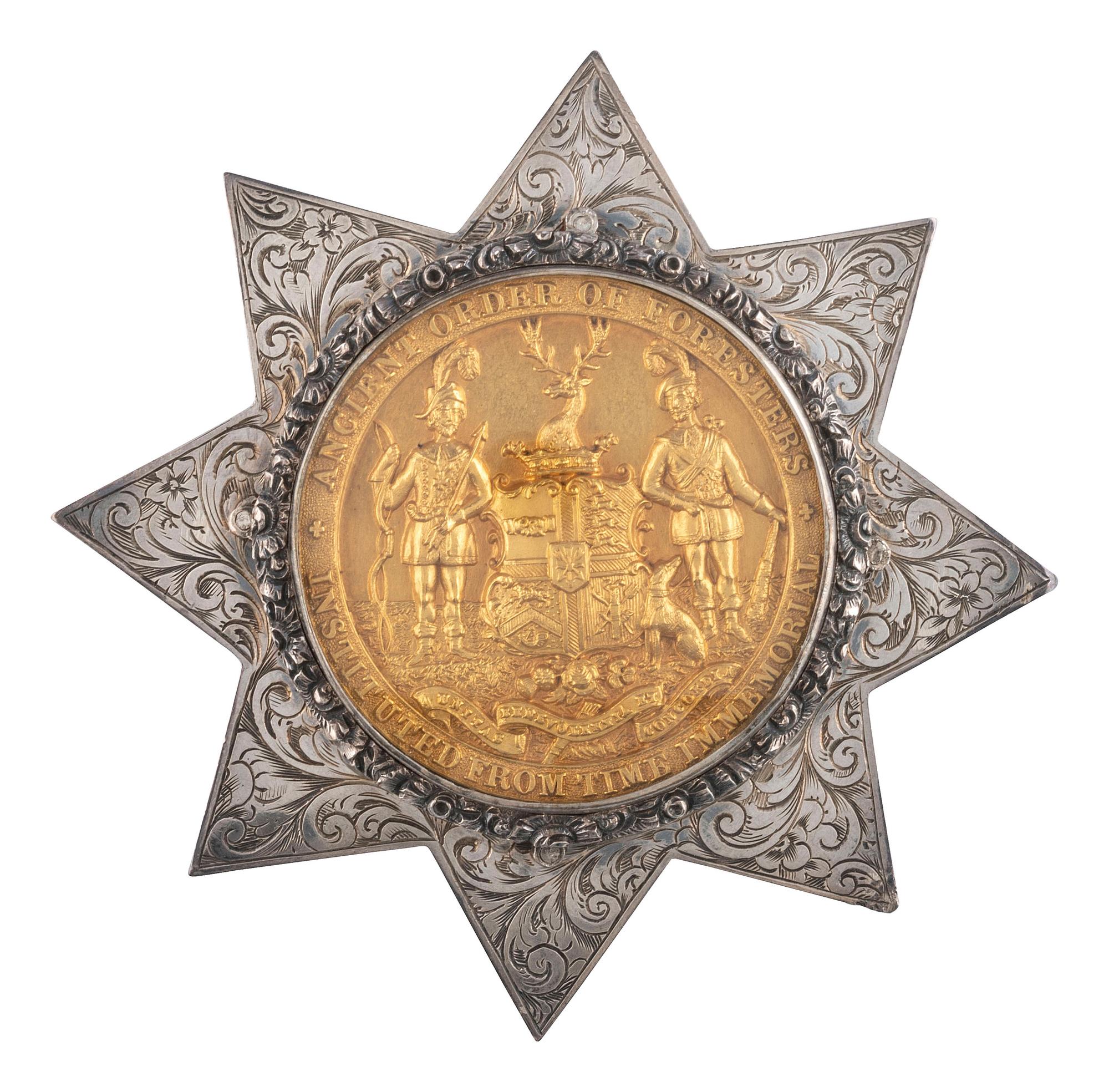 [FRATERNAL ORDERS]. Ancient Order of Foresters silver medal.