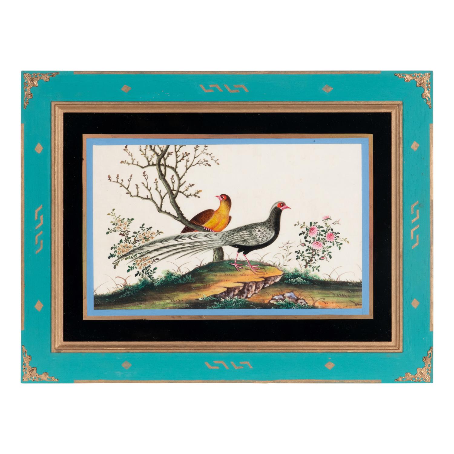 A Set of Twelve Chinese Export Watercolor and Pith Paintings of Exotic Birds
