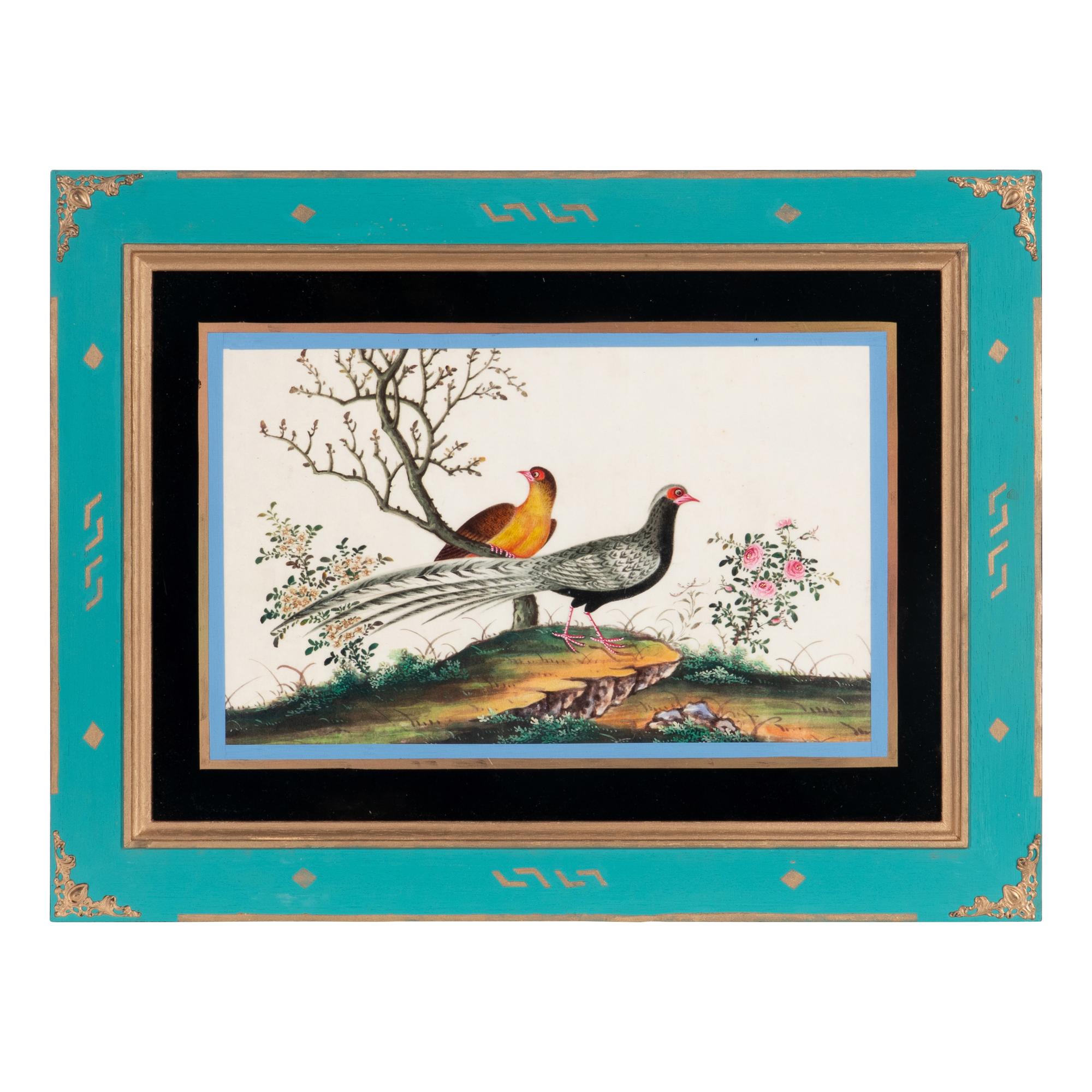 A Set of Twelve Chinese Export Watercolor and Pith Paintings of Exotic Birds