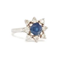 WHITE GOLD, SAPPHIRE, AND DIAMOND RING