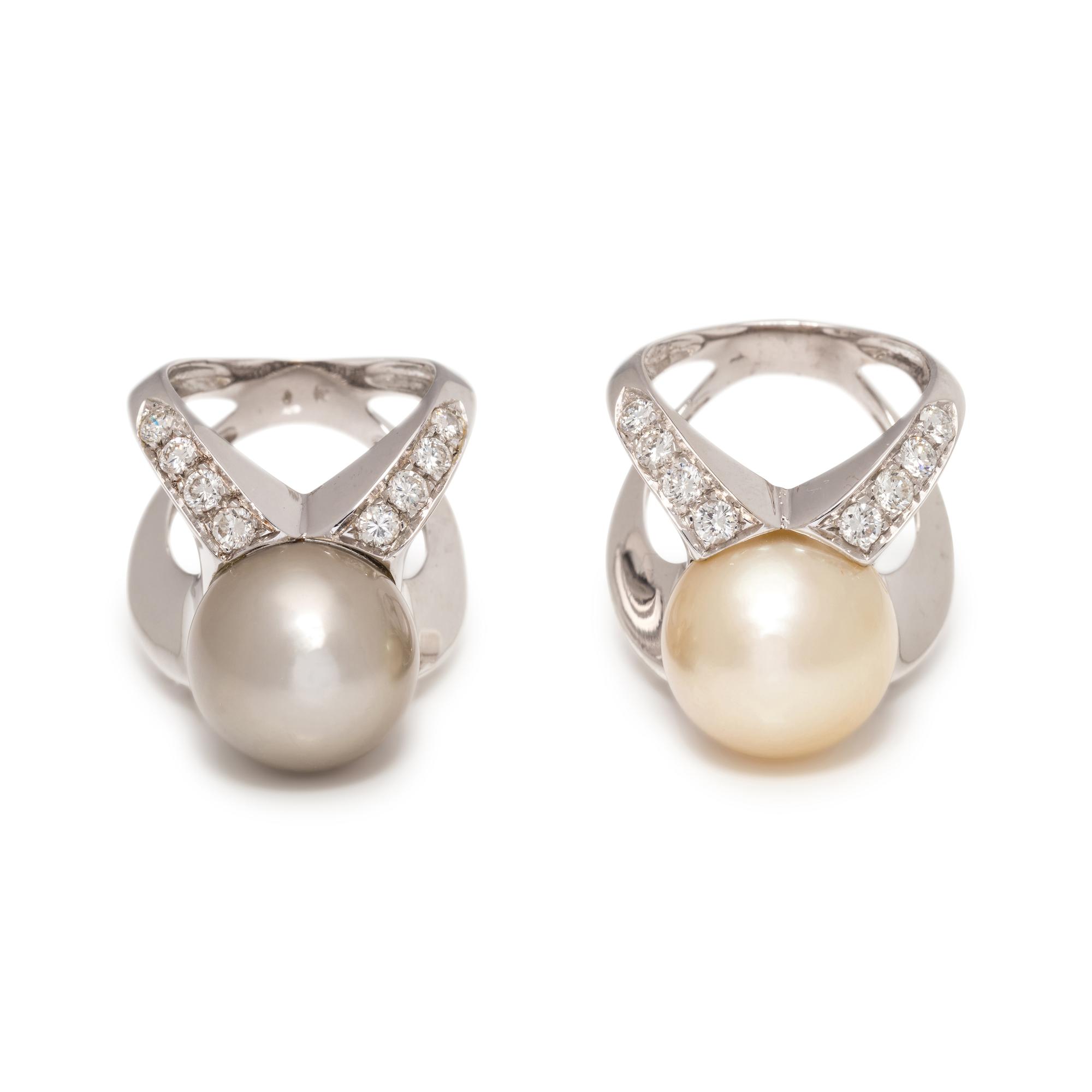 ANGELA PINTALDI, CULTURED SOUTH SEA PEARL AND DIAMOND RING SET