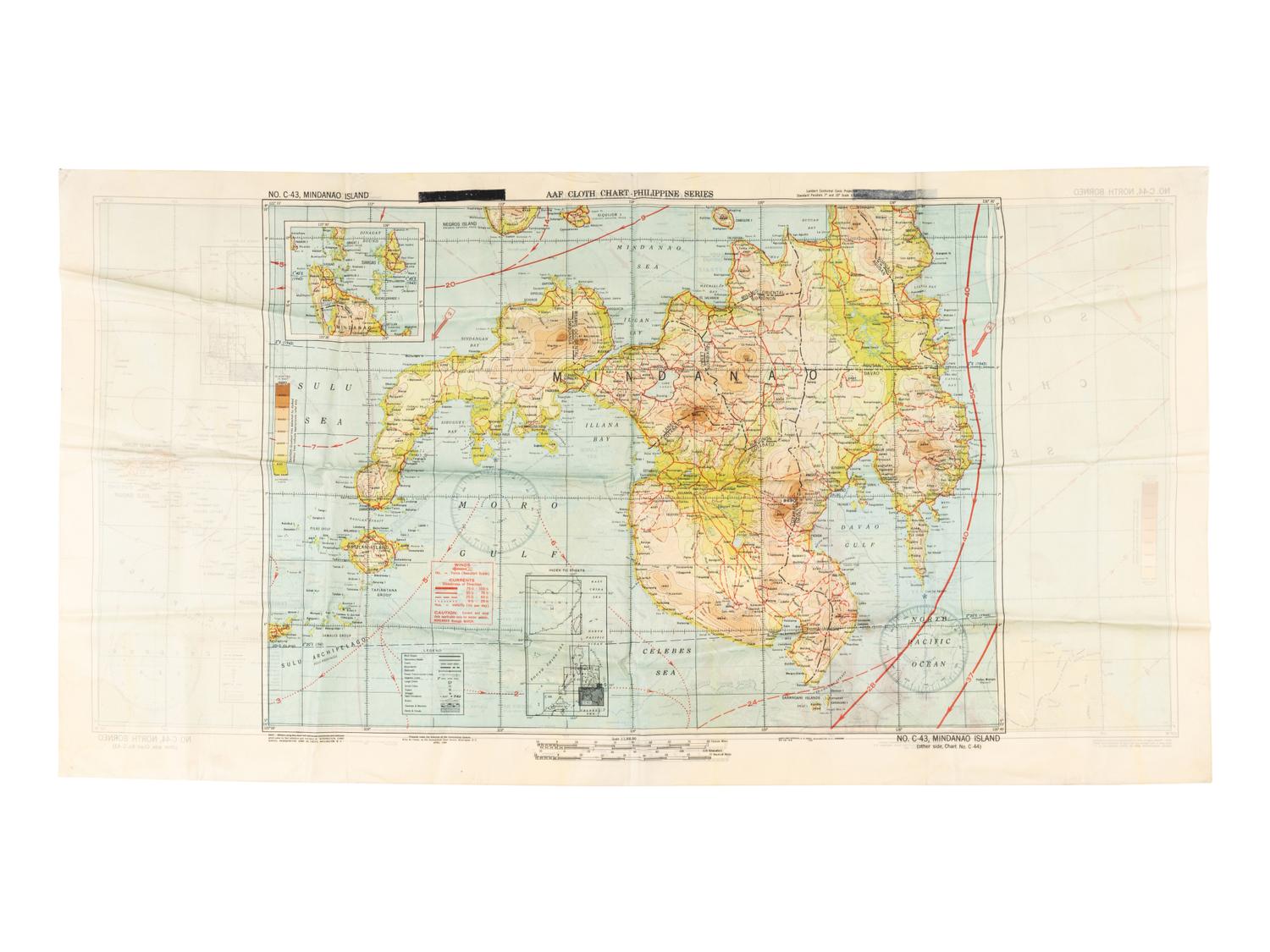 [ARMY AIR FORCE]. A group of World War II escape charts, all printed in Washington, D. C. on synthetic silk cloth, comprising: