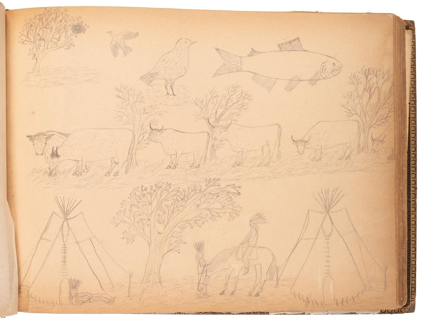 "Drawings Presented to Rev. Pius Boehm by His Little Indian Children." [Crow Creek Reservation, South Dakota.] 4 May 1899.