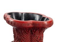 A Pair of Large Chinese Carved Red Lacquer Vases