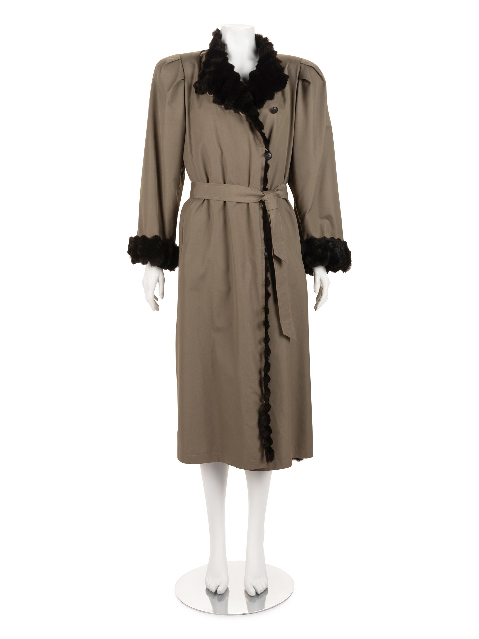Two Outer Coats, One Unlabeled and One Yves Saint Laurent Wool Coat, 1980s