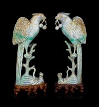 Five Chinese Jadeite Figures of Birds