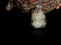 A Jade and Hardstone Embellished Silver Mounted Gourd Covered Box