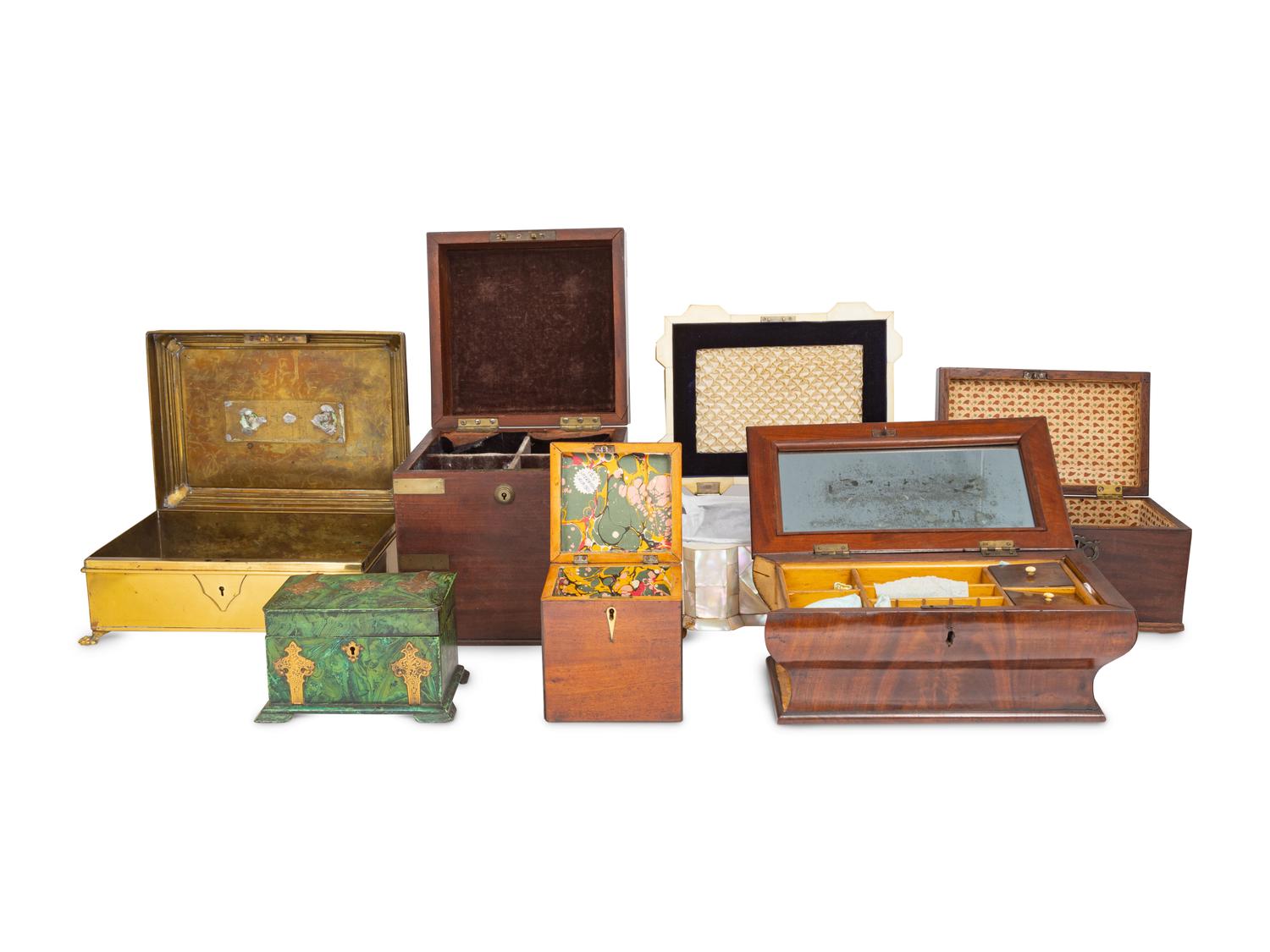 Five English Tea Caddies and Table Caskets