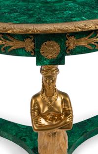 An Empire Style Gilt Bronze Mounted and Malachite Veneered Guéridon