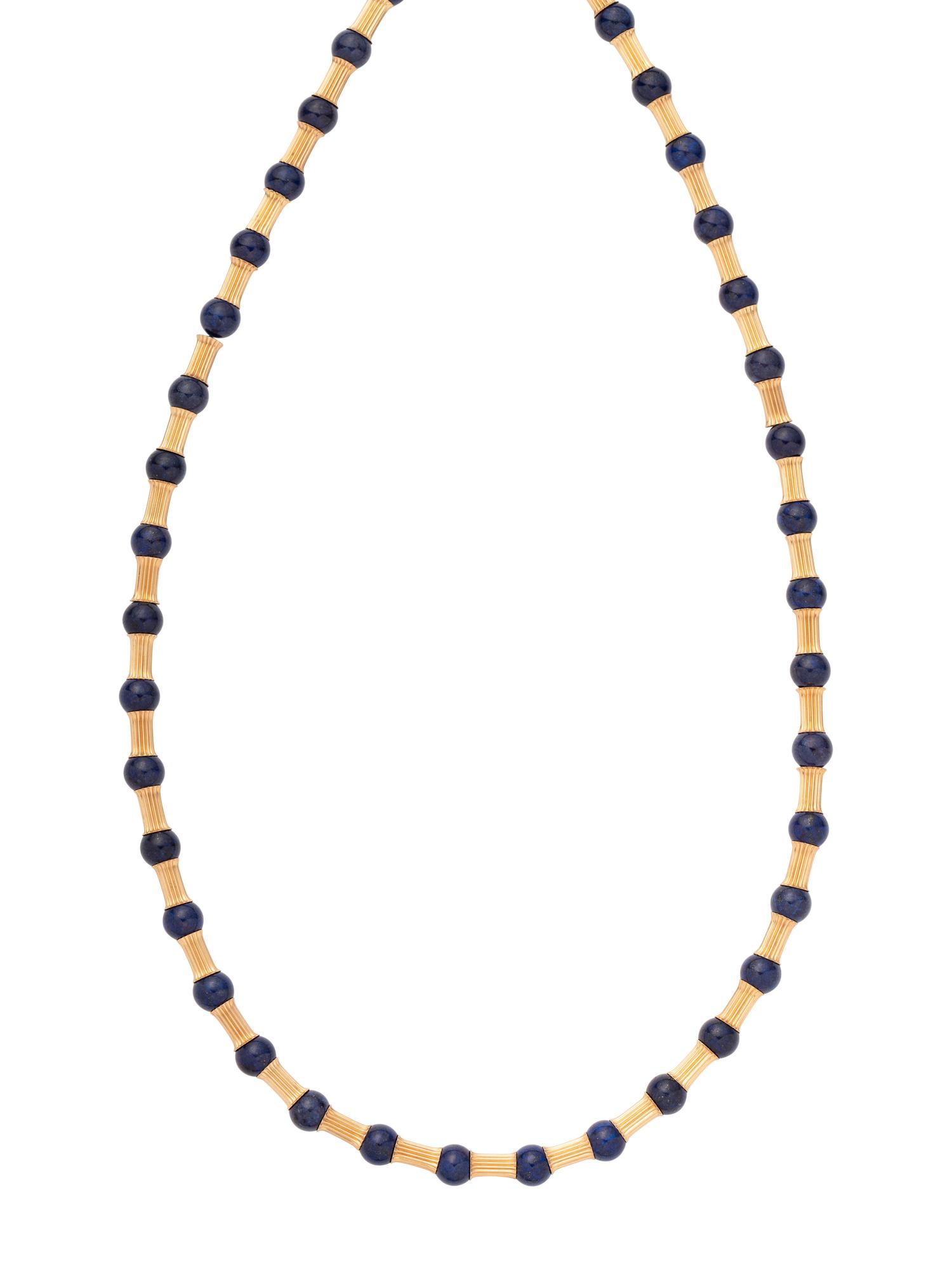 COLLECTION OF YELLOW GOLD AND LAPIS LAZULI JEWELRY