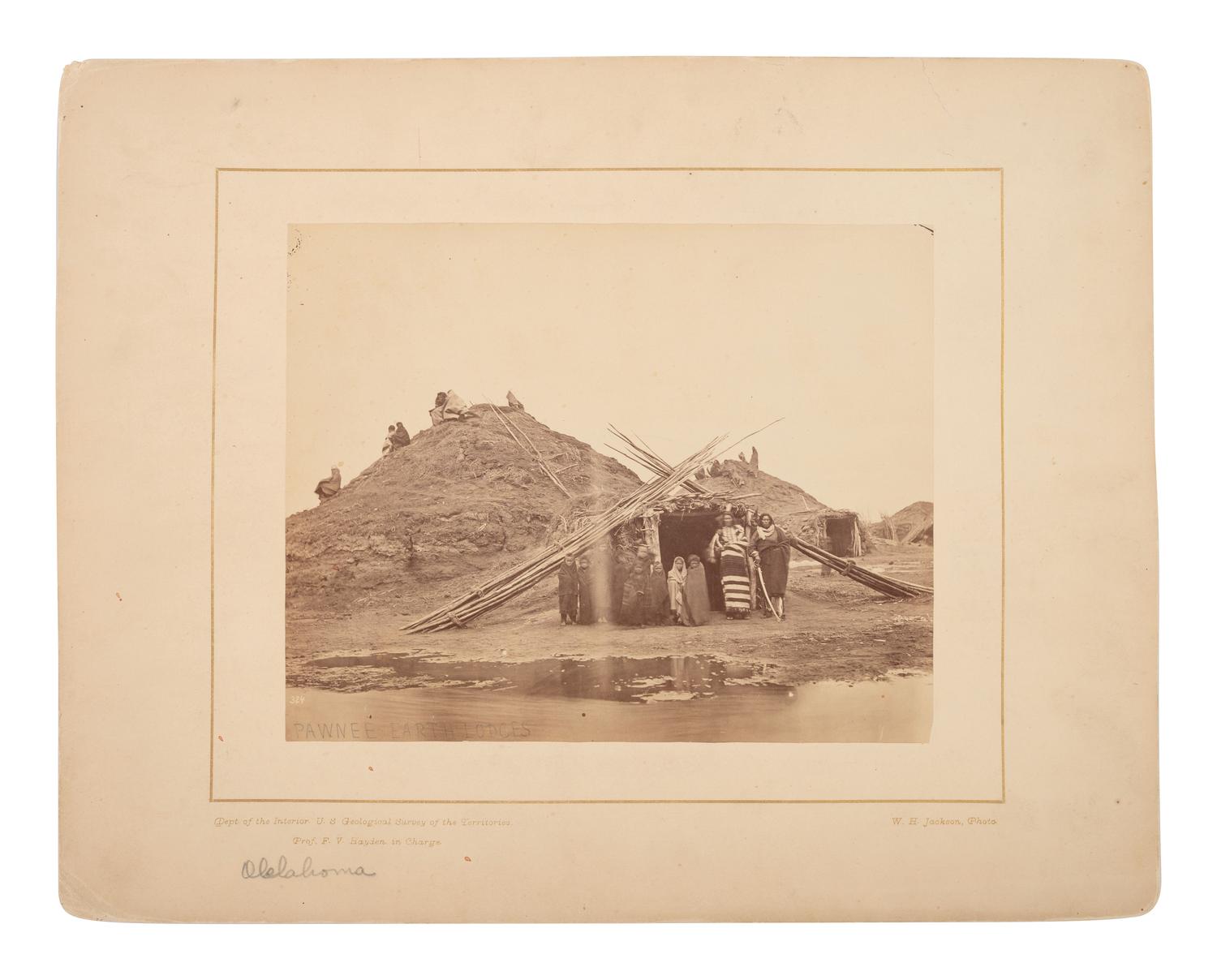 JACKSON, William Henry (1843-1942), photographer. Three photographs of Bannock and Pawnee dwellings from the Hayden Expedition. Ca 1870s.