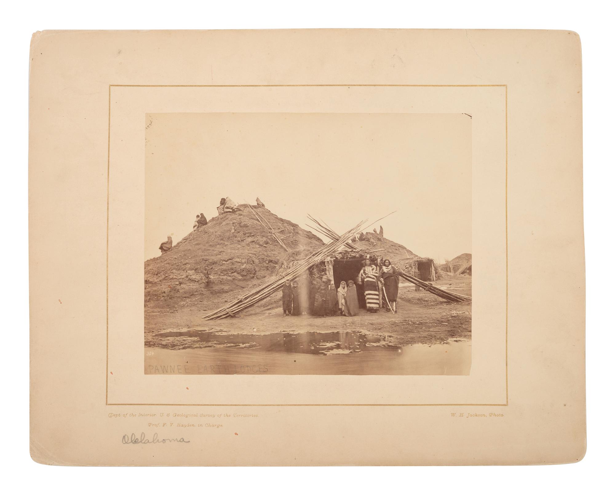 JACKSON, William Henry (1843-1942), photographer. Three photographs of Bannock and Pawnee dwellings from the Hayden Expedition. Ca 1870s.