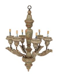 A Pair of Italian Painted Six-Light Chandeliers