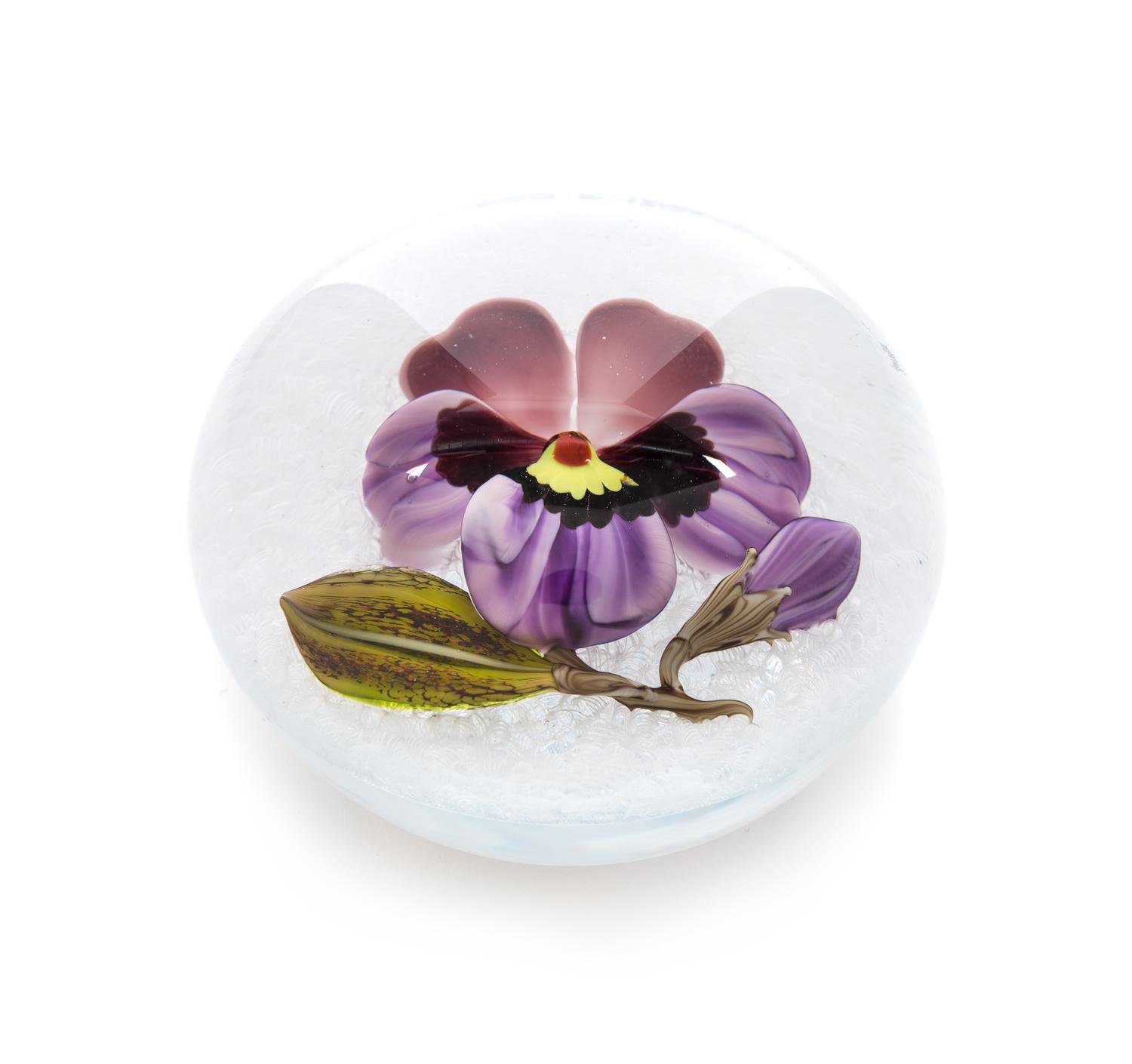 Victor Trabucco, (American), a magnum pansy paperweight, 1998