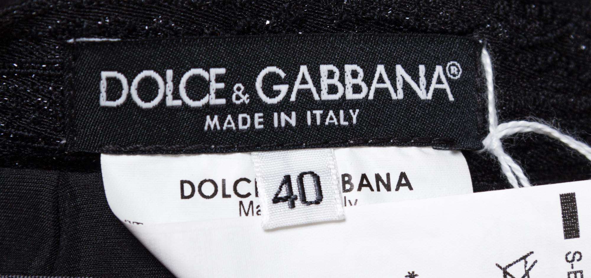 A Dolce & Gabbana Black Patterned Skirt Suit, Size 40.