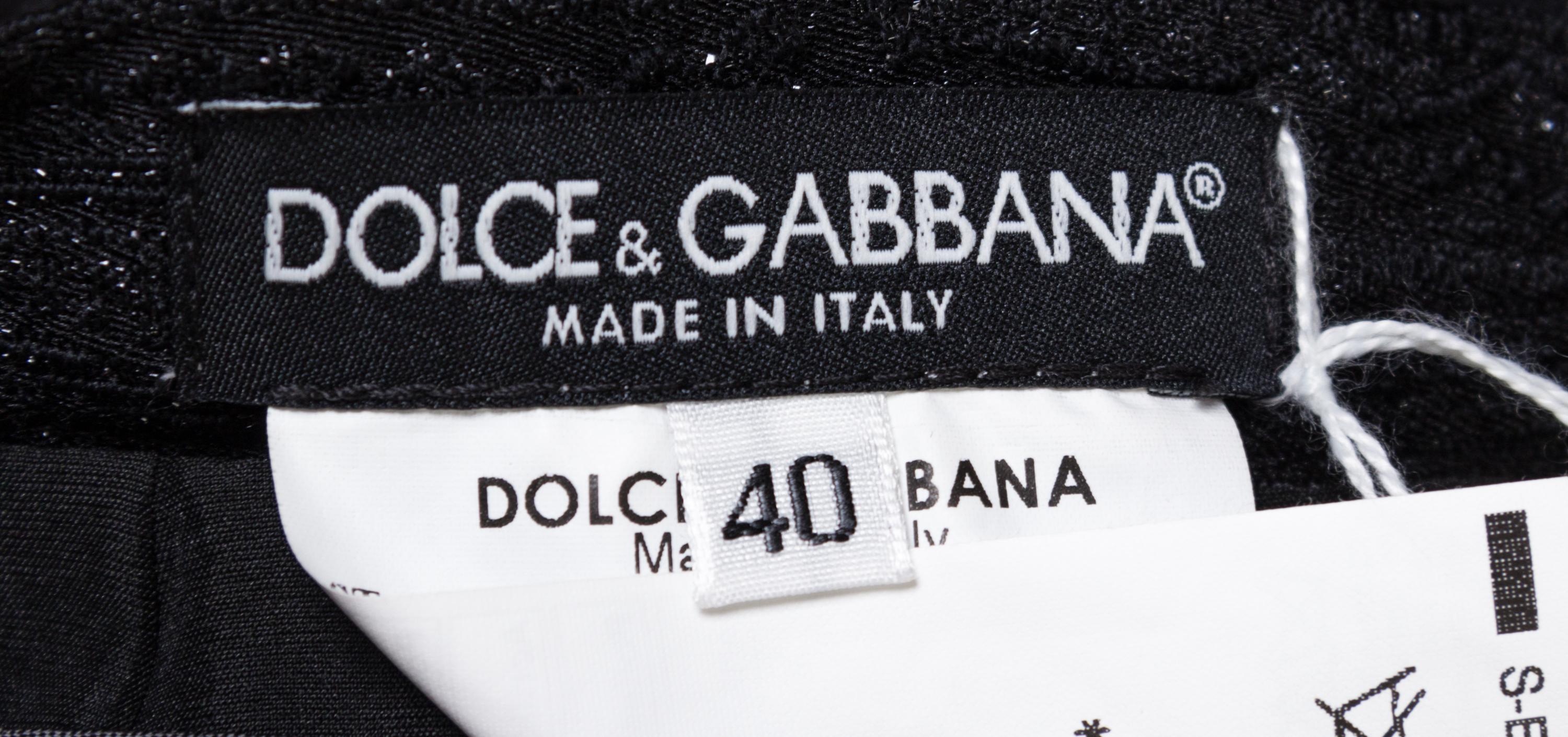 A Dolce & Gabbana Black Patterned Skirt Suit, Size 40.