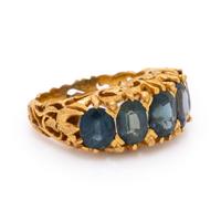 Sapphire, Diamond, and Yellow Gold Ring and Bracelet