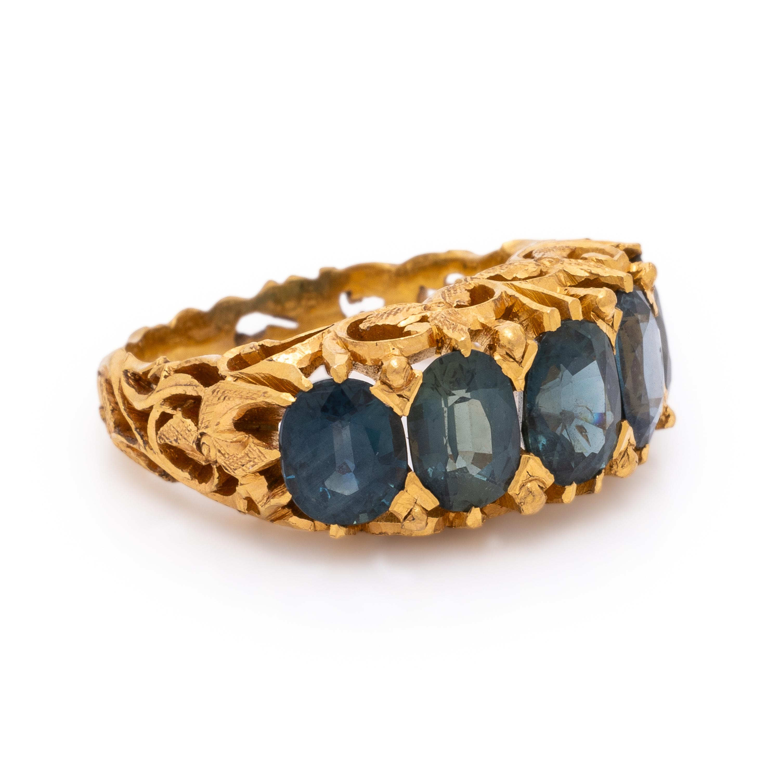 Sapphire, Diamond, and Yellow Gold Ring and Bracelet