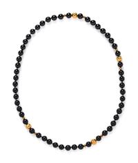 ONYX AND YELLOW GOLD BEAD NECKLACE