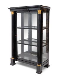 An Austrian Neoclassical Black Painted and Parcel-Gilt Vitrine Cabinet