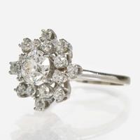 A Ladies 14K White Gold and Diamond Ring 1.44 Carat Old European Brilliant Diamond, GIA Certified