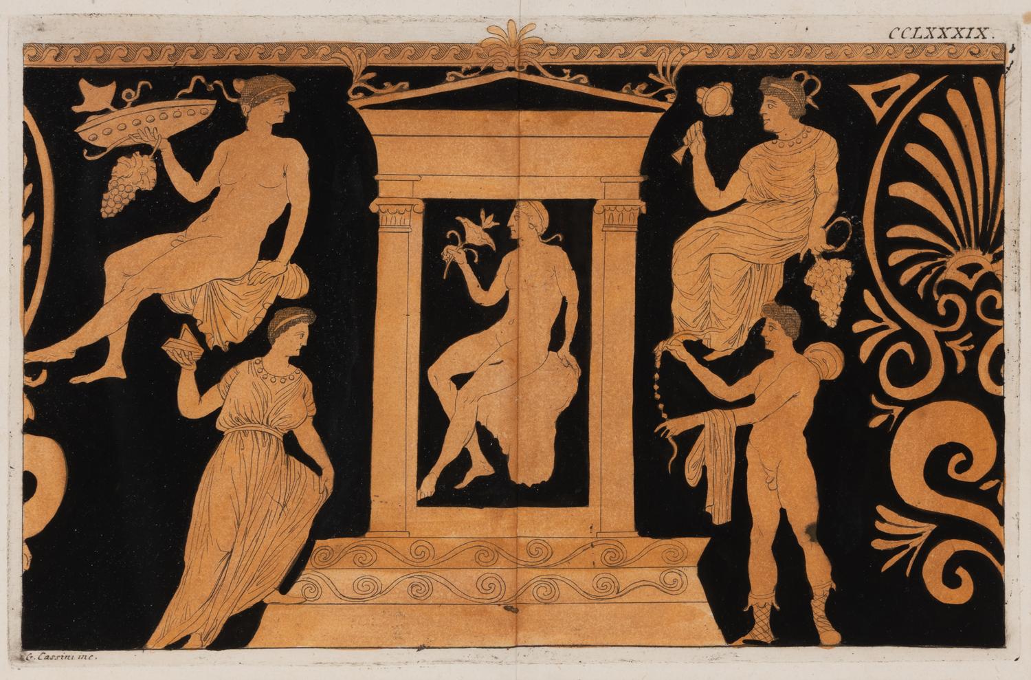 A Group of Eight Hand-Colored Engravings of Vase Designs
