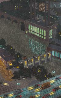 Yvonne Jacquette, (American, b. 1934), Mississippi Night Lights (Minneapolis), 1986