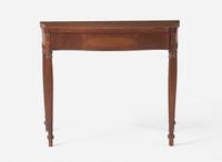 A Federal serpentine inlaid mahogany card table, probably Boston, MA, 1800-1810