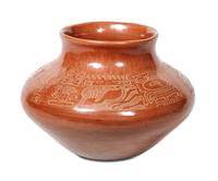 Jody Folwell (b. 1942) Santa Clara Redware Jar Height 6 1/2 x width 10 inches