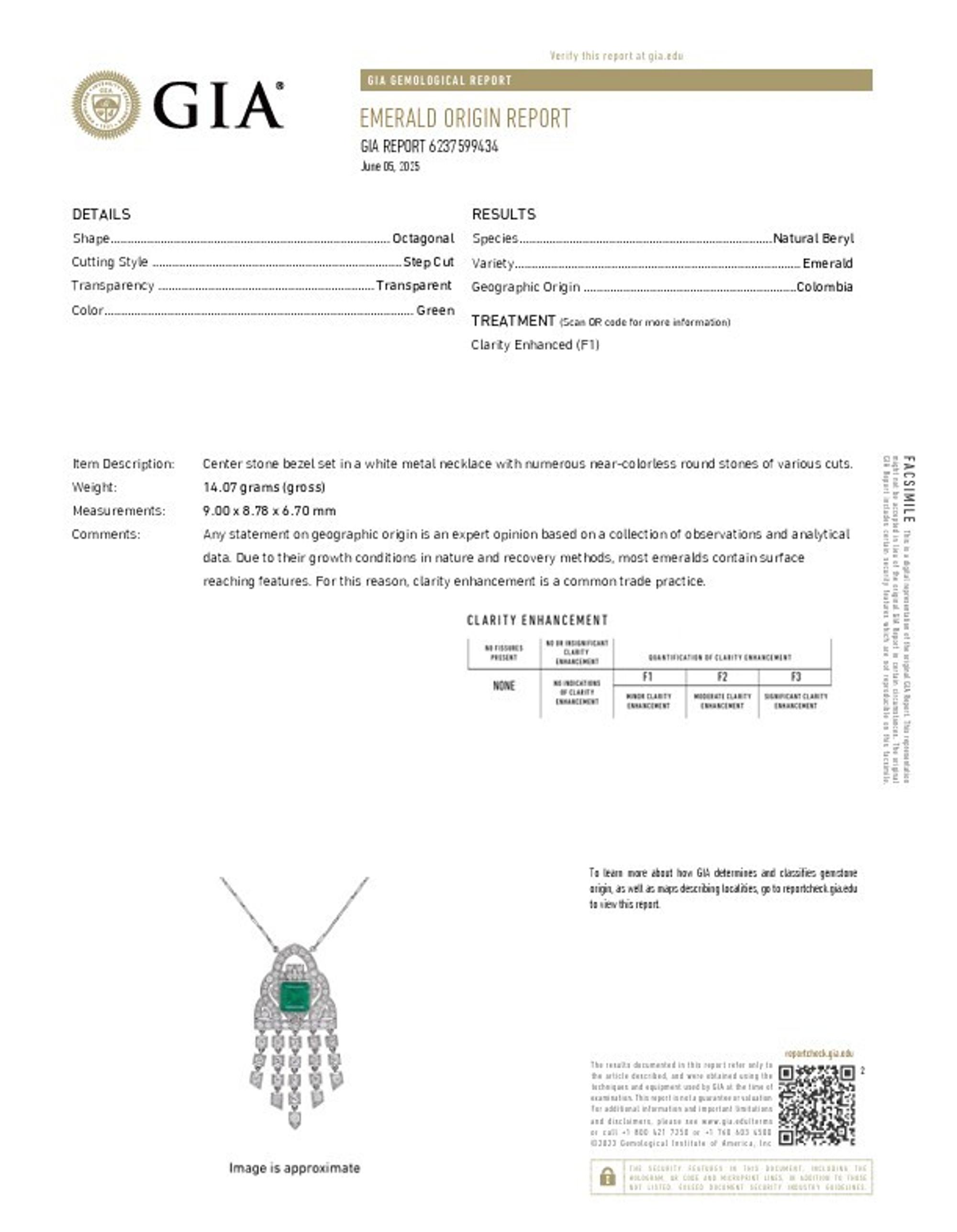 COLOMBIAN EMERALD AND DIAMOND PENDANT NECKLACE