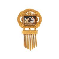 FRENCH, ARCHAEOLOGICAL REVIVAL, YELLOW GOLD AND PORTRAIT MINIATURE SET
