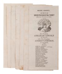 [POLITICS] -- [CIVIL WAR]. Ohio ballots from the 1864 election, including Lincoln and Johnson.