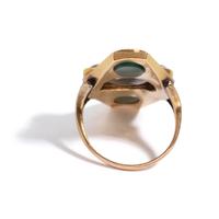 A Roman Banded Agate and Two Green Jasper Ring Stones with Mythological Figures — Set in a gold ring