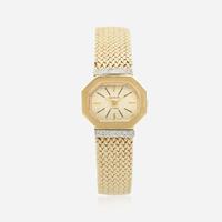 A diamond bracelet gold watch, Genevé