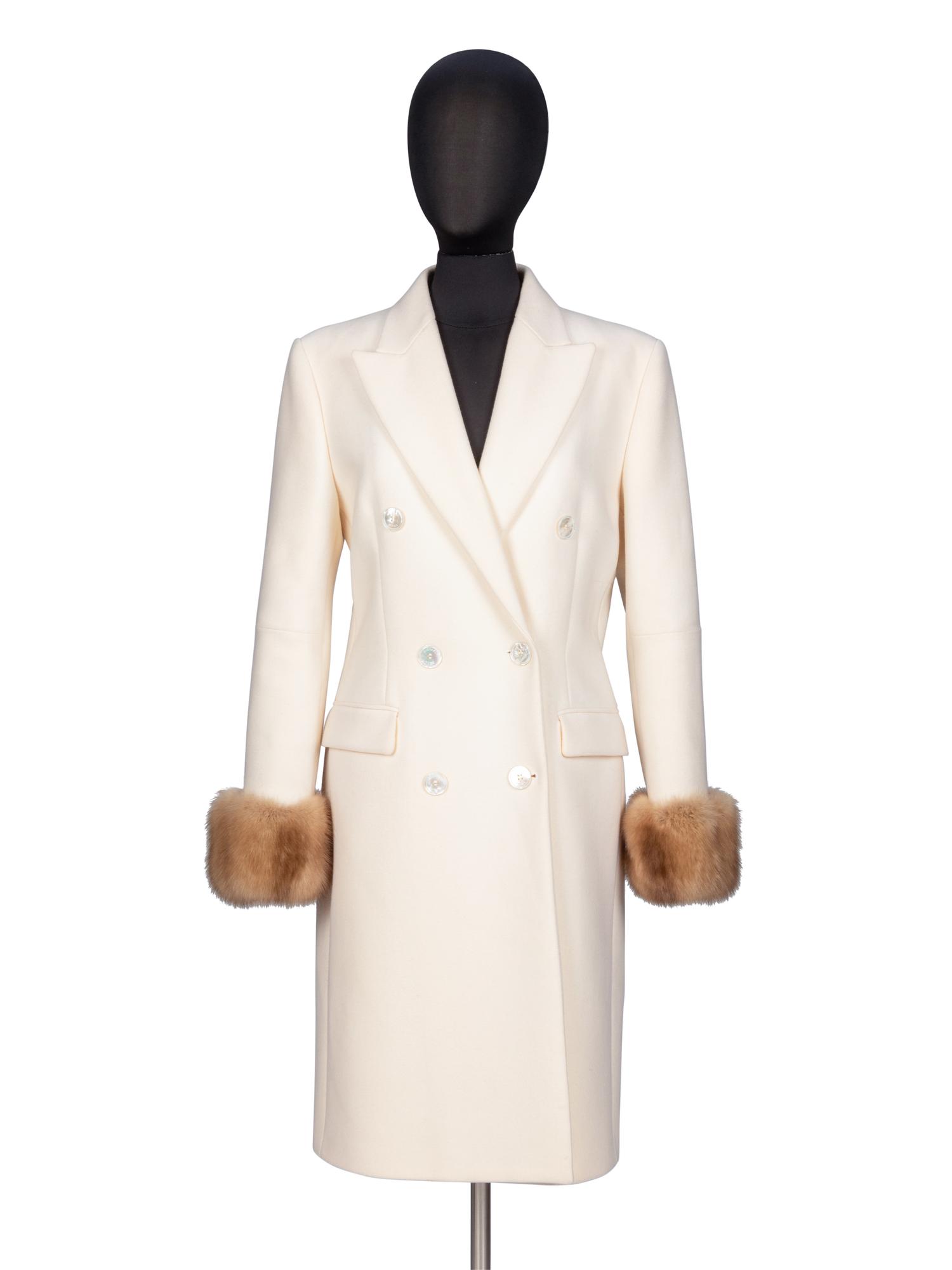 Michael Kors, Sable-Trimmed Cream Coat
