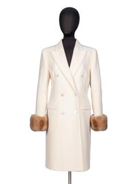 Michael Kors, Sable-Trimmed Cream Coat