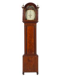 A Regency Brass Inlaid Mahogany Longcase Clock with an Animated Dial