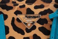Prada Leopard Print Calf Hair and Ostrich Tote Bag